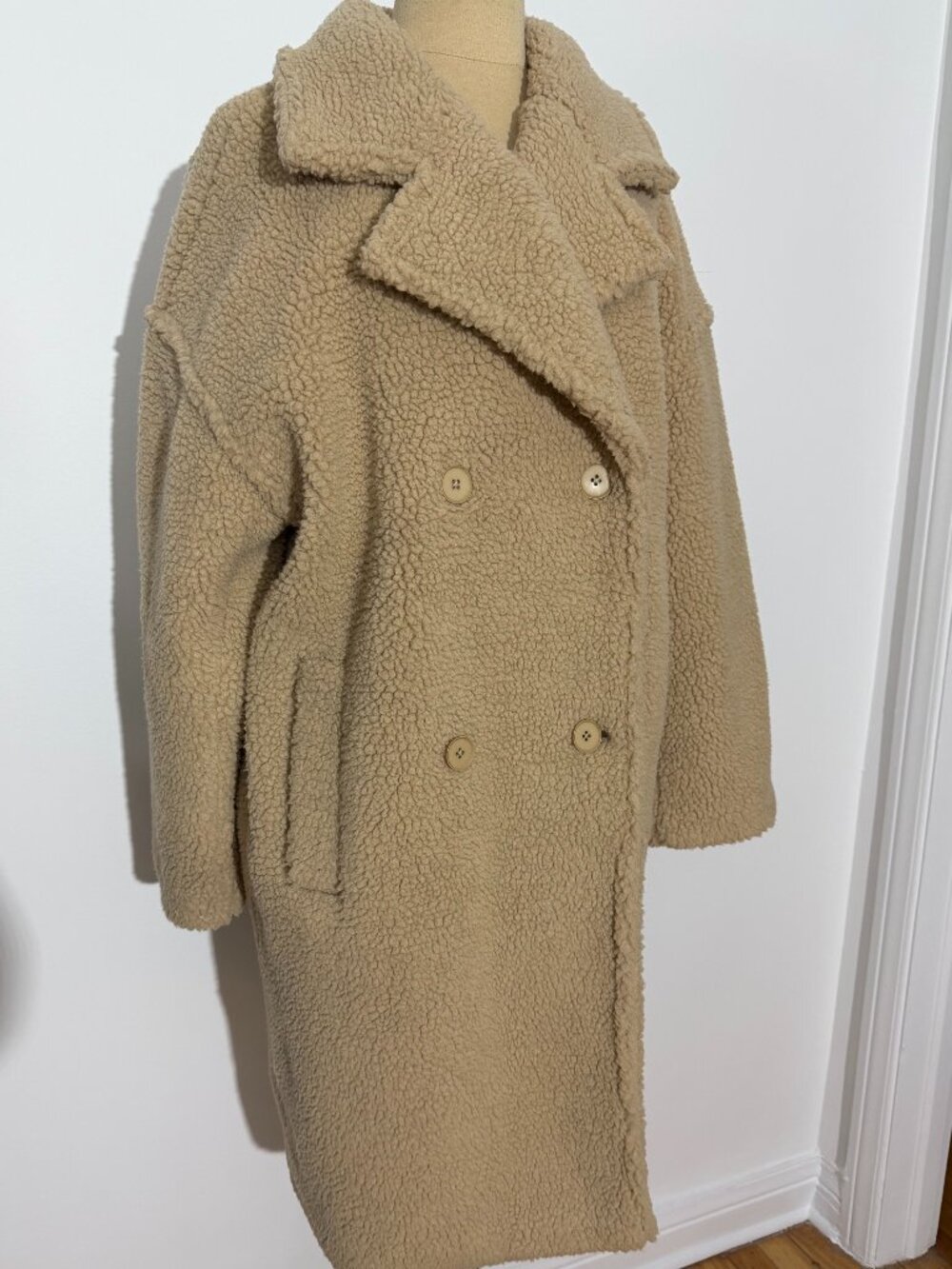 Simons Twik Sherpa Double Breasted Oversized Coat Button Closure NWT
